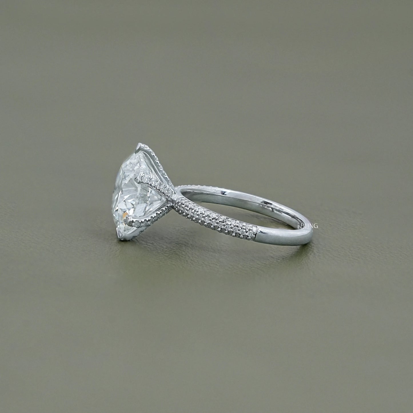 Round Cut Lab Diamond Pave Set Engagement Ring Halo Ring