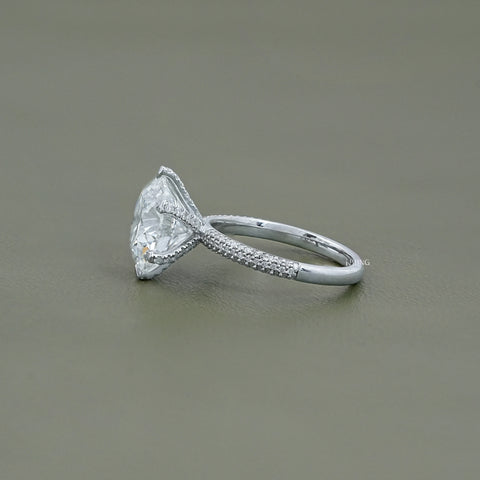 Round Cut Lab Diamond Pave Set Engagement Ring