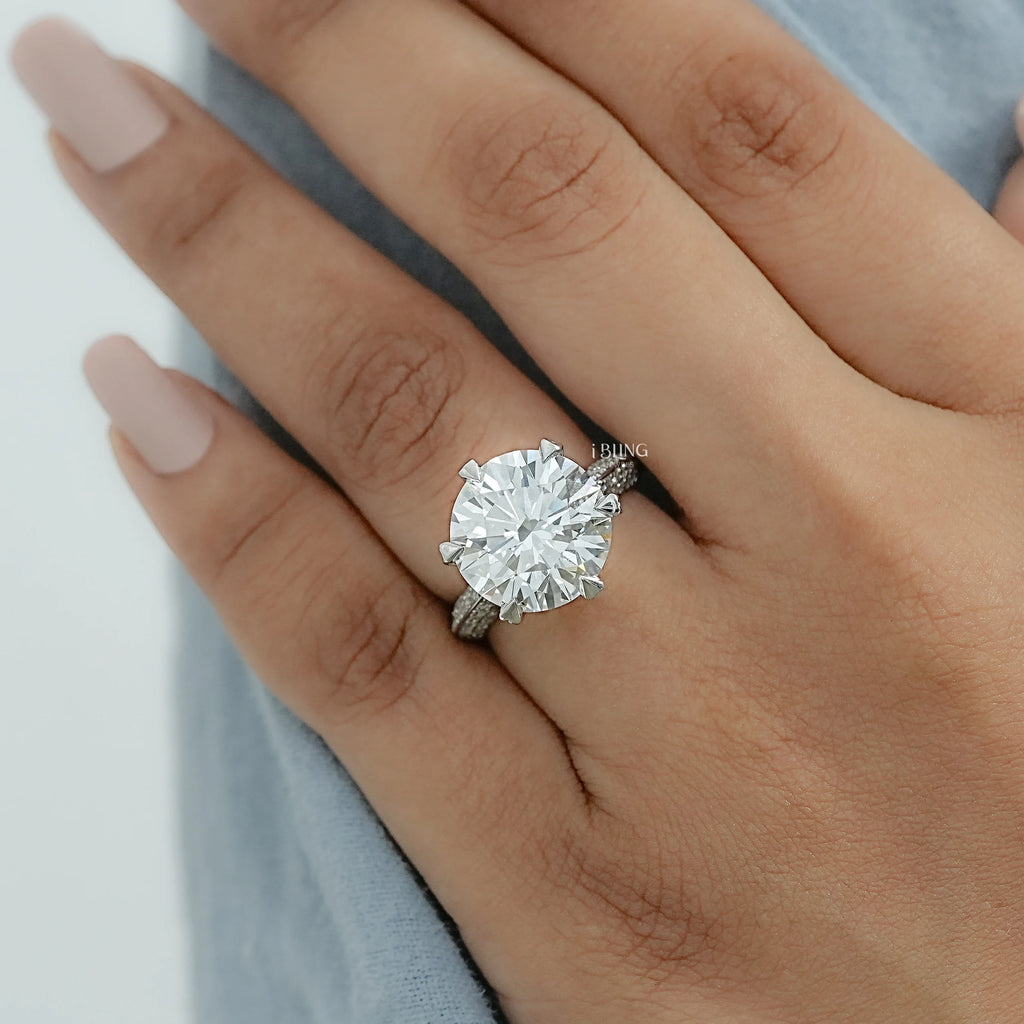 Hidden Halo Pave Set Round Diamond Ring