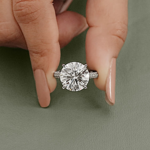 Round Lab Diamond Pave Engagement Ring