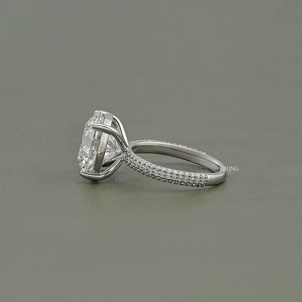 Round Lab Diamond Pave Engagement Ring