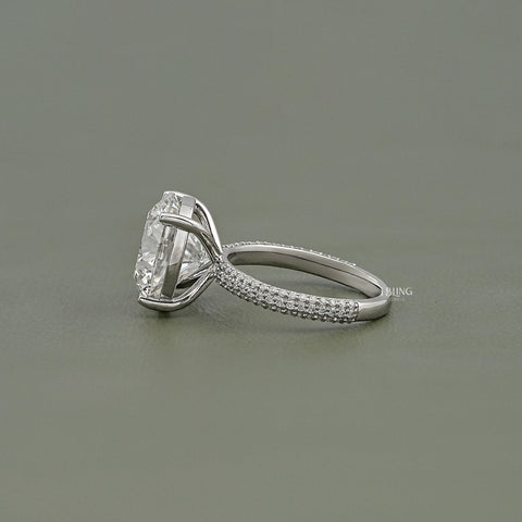 Round Lab Diamond Pave Engagement Ring