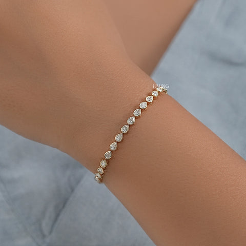Pear Cut Lab Diamond Bezel Set Tennis Bracelet