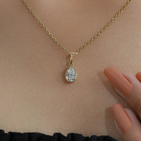 Pear Cut Lab Diamond Bezel Set Solitaire Necklace