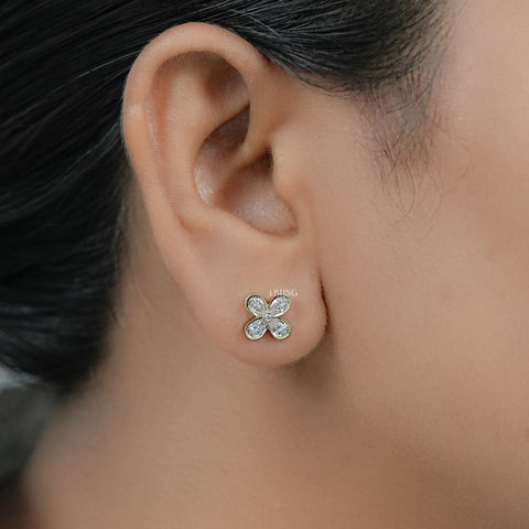 Pear Cut Lab Diamond Flower Shape Stud Earrings