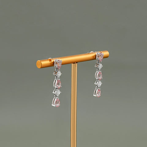 Padparadscha Pink Pear Cut Dangle Earrings