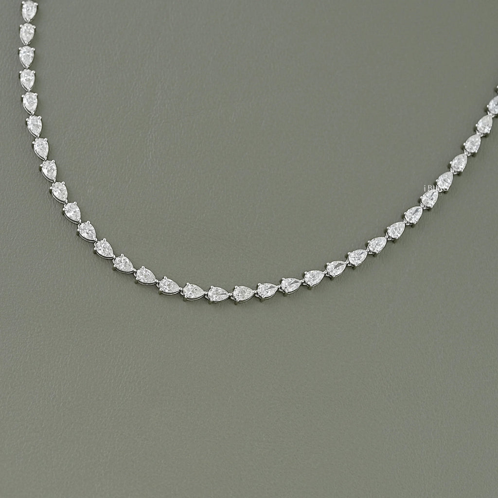 Pear Cut Lab Grown Diamond Tennis Necklace