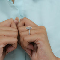 Pear Cut Lab Diamond Hidden Halo Accent Ring