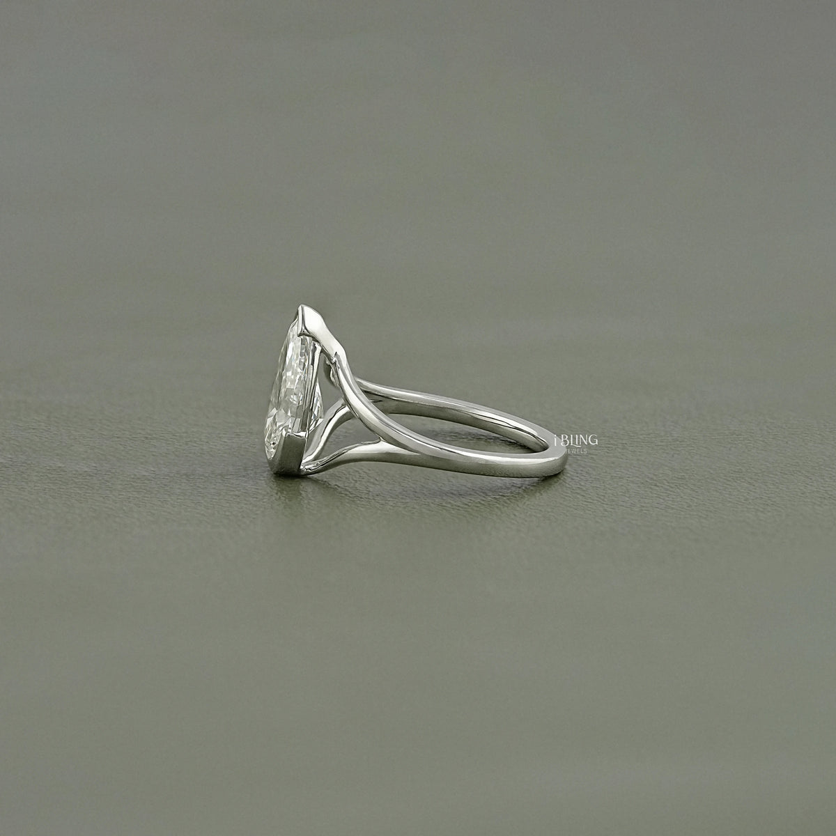 Pear Cut Lab Diamond Split Shank Engagement Ring Solitaire Ring