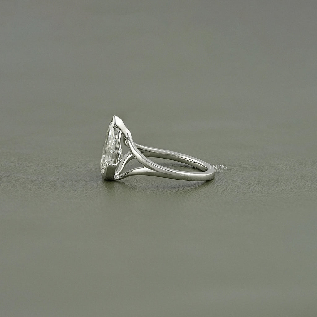 Pear Cut Lab Diamond Split Shank Engagement Ring