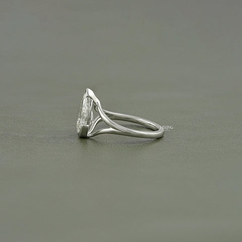 Pear Cut Lab Diamond Split Shank Engagement Ring