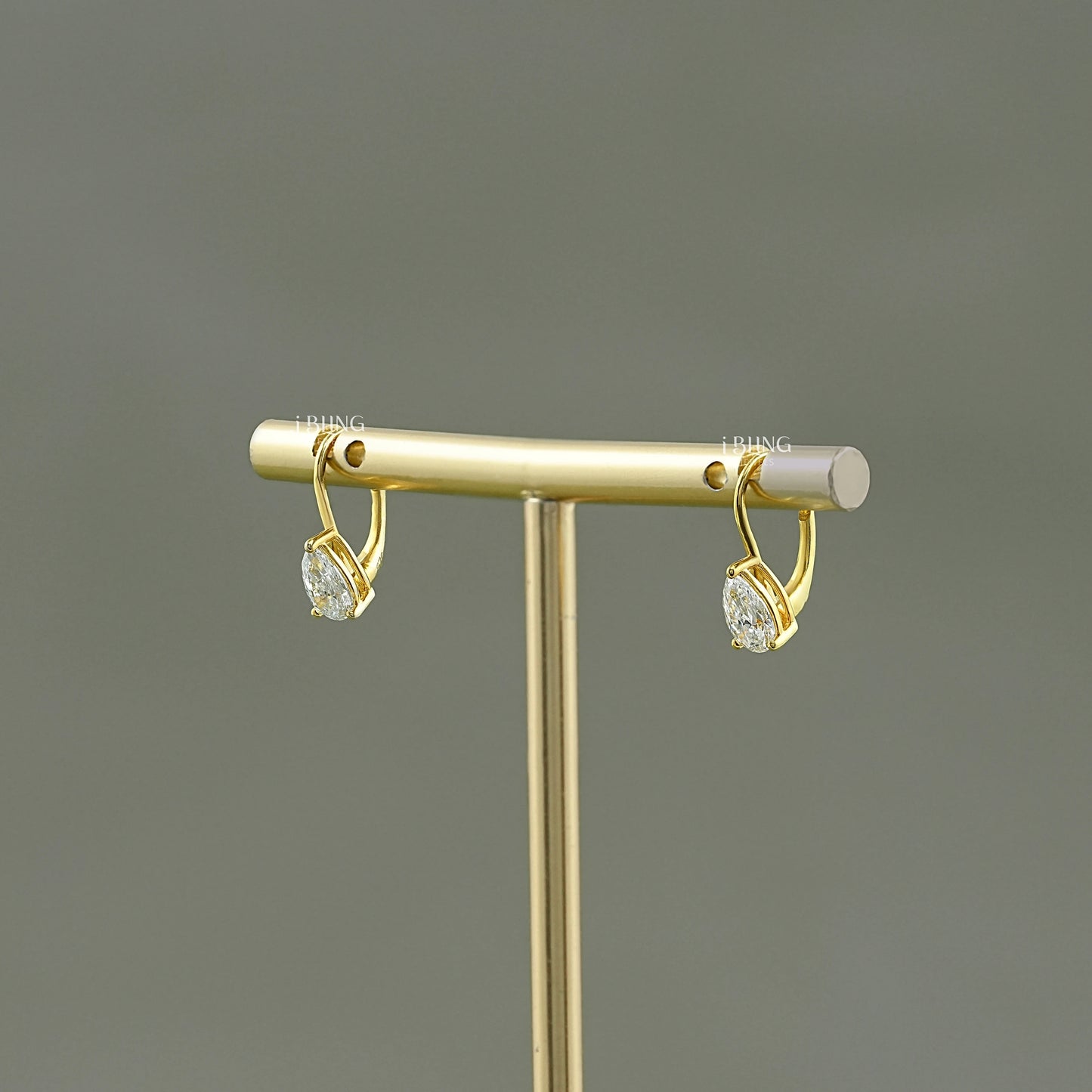 Pear Lab Made Diamond Solitaire Hoop Earrings Dangle & Drops
