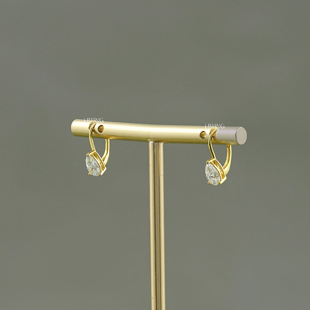 Pear Lab Made Diamond Solitaire Hoop Earrings