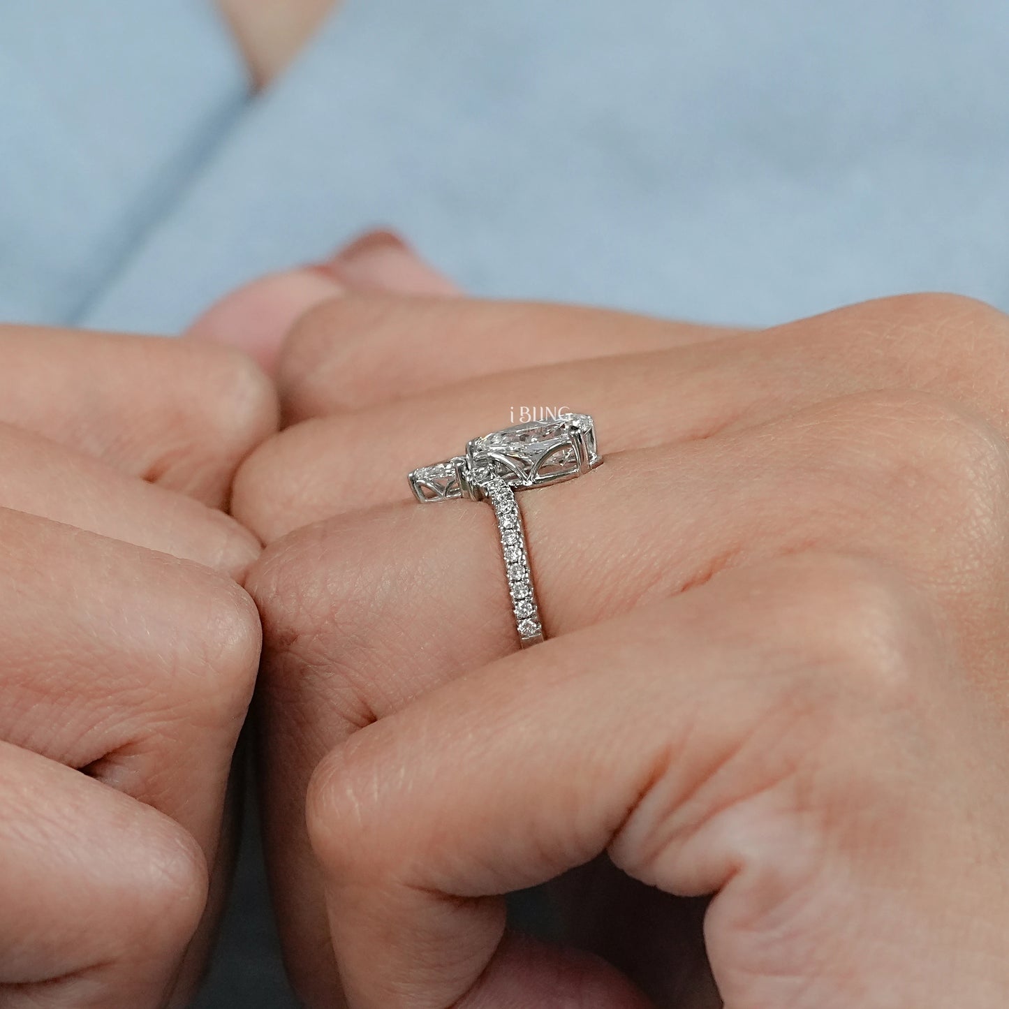 Pear Cut Lab Diamond Chevron Ring