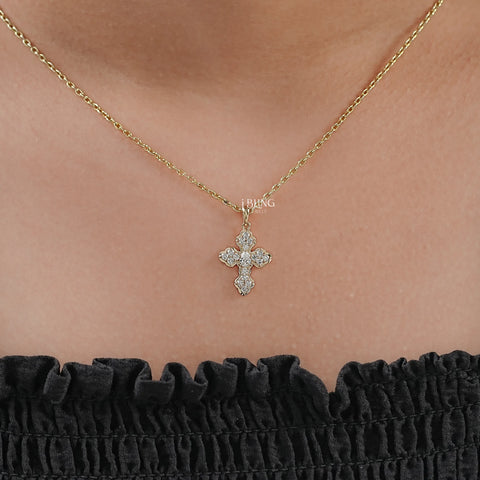 Pear Cut Lab Grown Diamond Cross Pendant