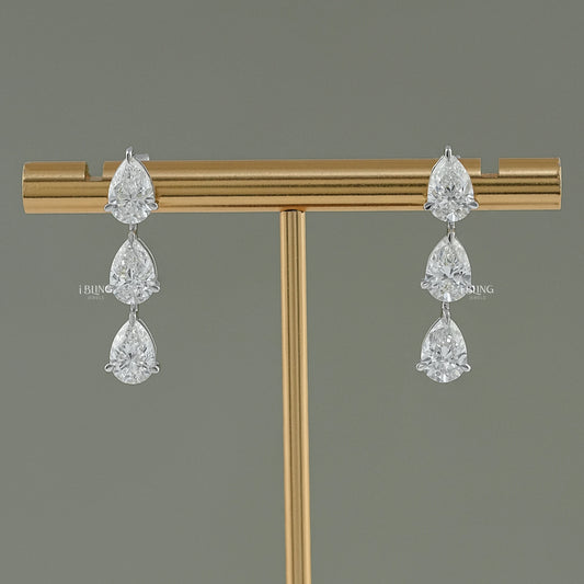 Pear Cut Lab Grown Diamond Dangle Drop Earrings