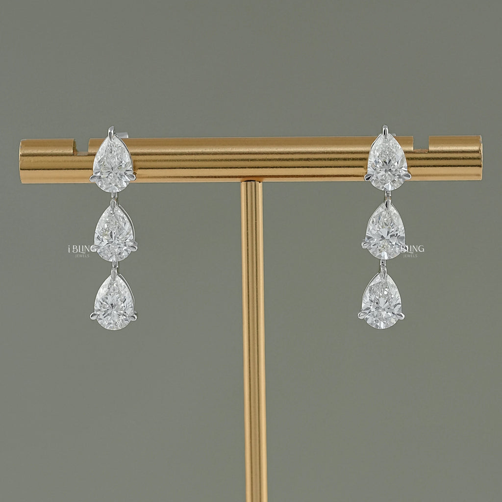 Pear Cut Lab Grown Diamond Dangle Drop Earrings