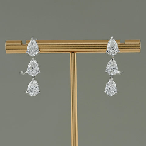 Pear Cut Lab Grown Diamond Dangle Drop Earrings