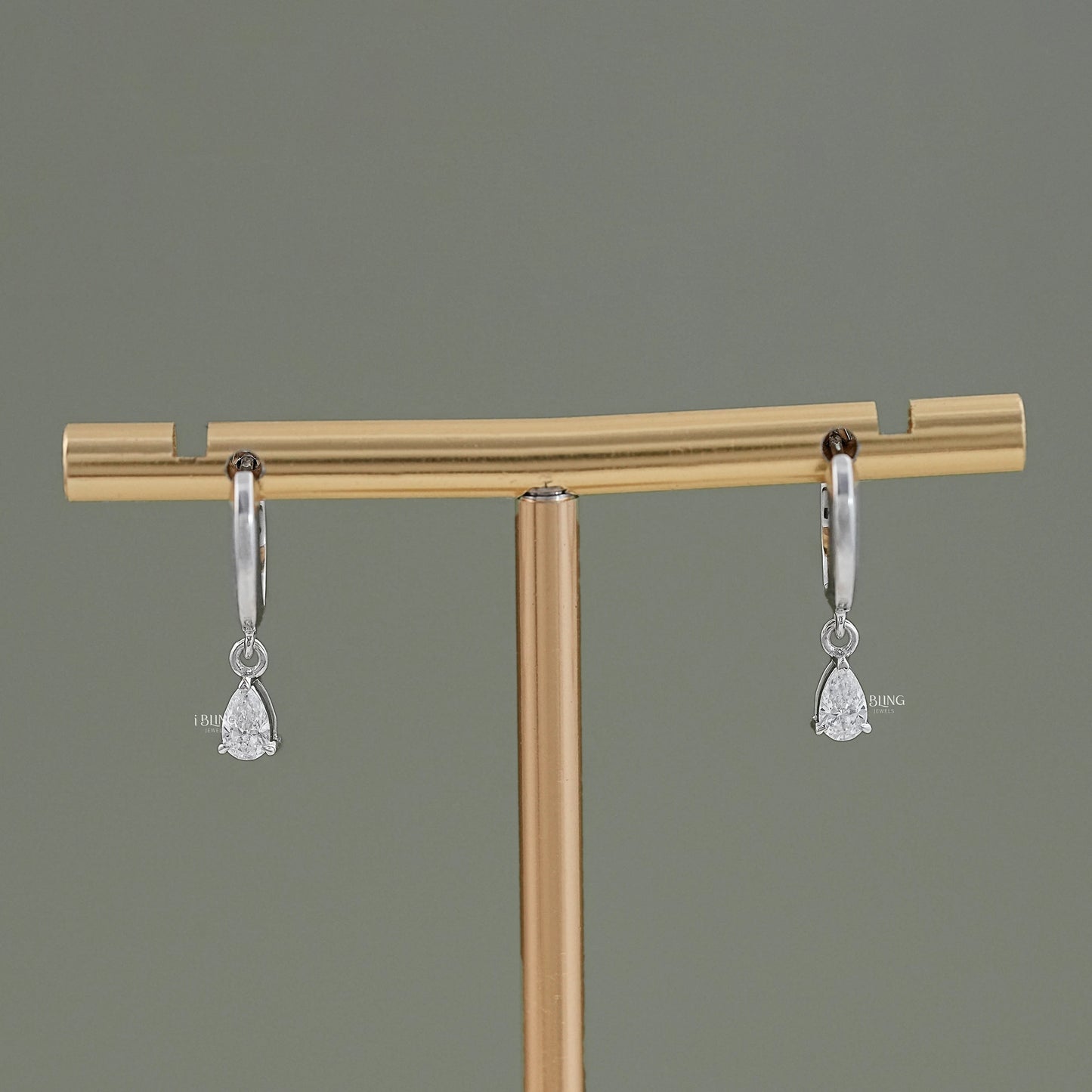 Pear Cut Lab Grown Diamond Drop Hoop