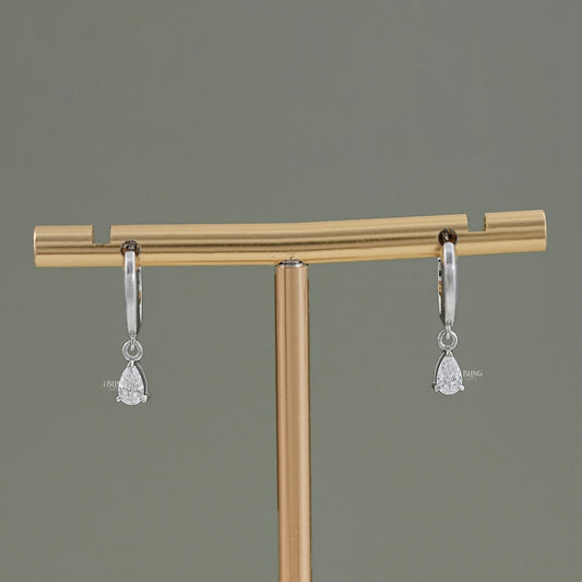 Pear Cut Lab Grown Diamond Drop Hoop