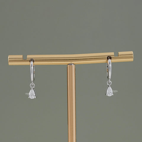 Pear Cut Lab Grown Diamond Drop Hoop