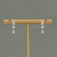 Three Stone Pear Lab Diamond Dangle Drop Earrings