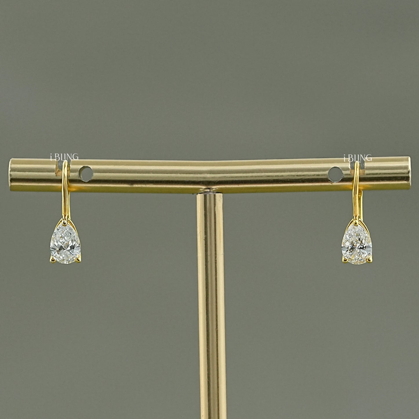 Pear Lab Made Diamond Solitaire Hoop Earrings Dangle & Drops