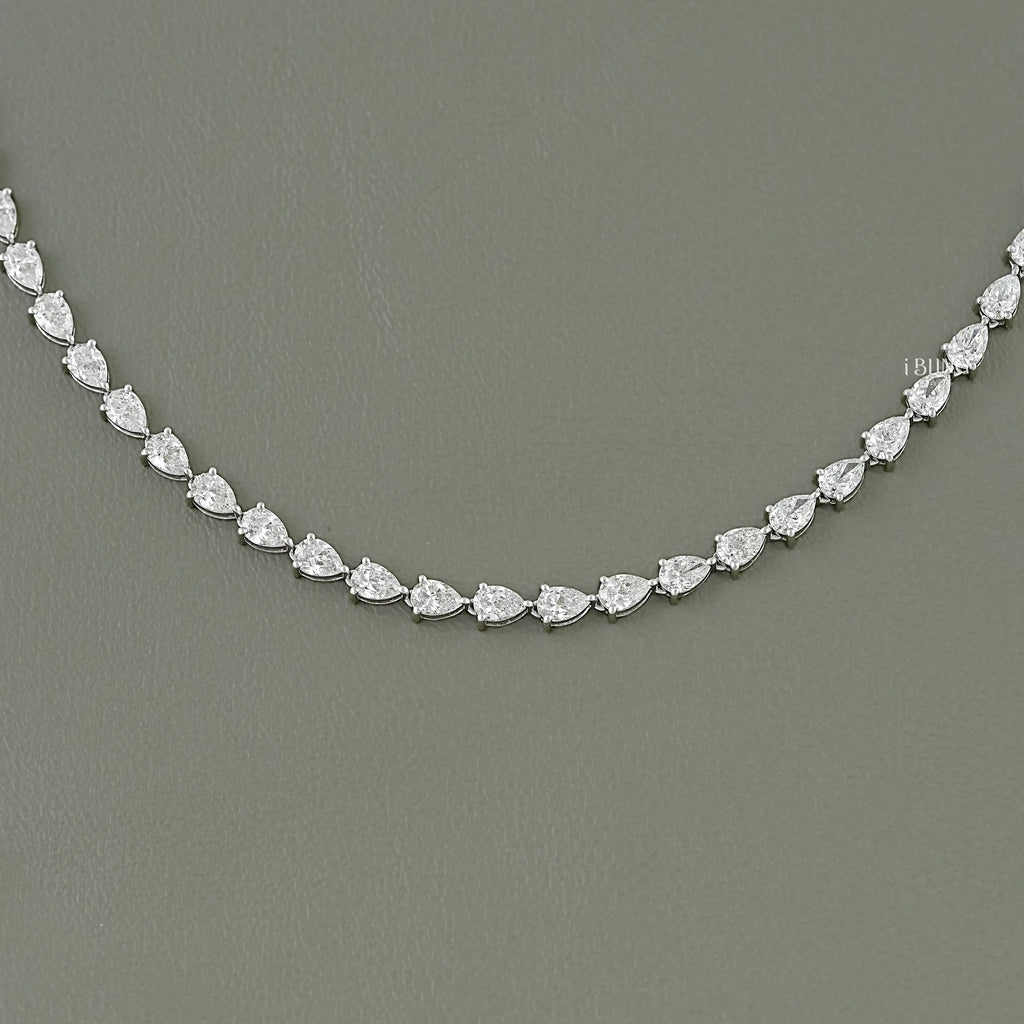 Pear Cut Lab Grown Diamond Tennis Necklace