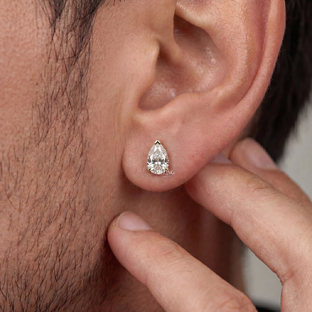 Pear Cut Lab Diamond Single Stud