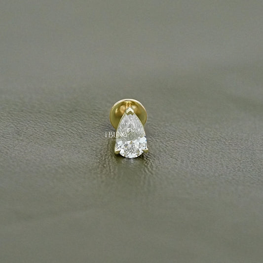 Pear Cut Lab Diamond Single Stud Men's Stud