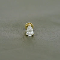 Pear Cut Lab Diamond Single Stud
