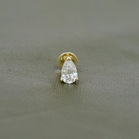 Pear Cut Lab Diamond Single Stud