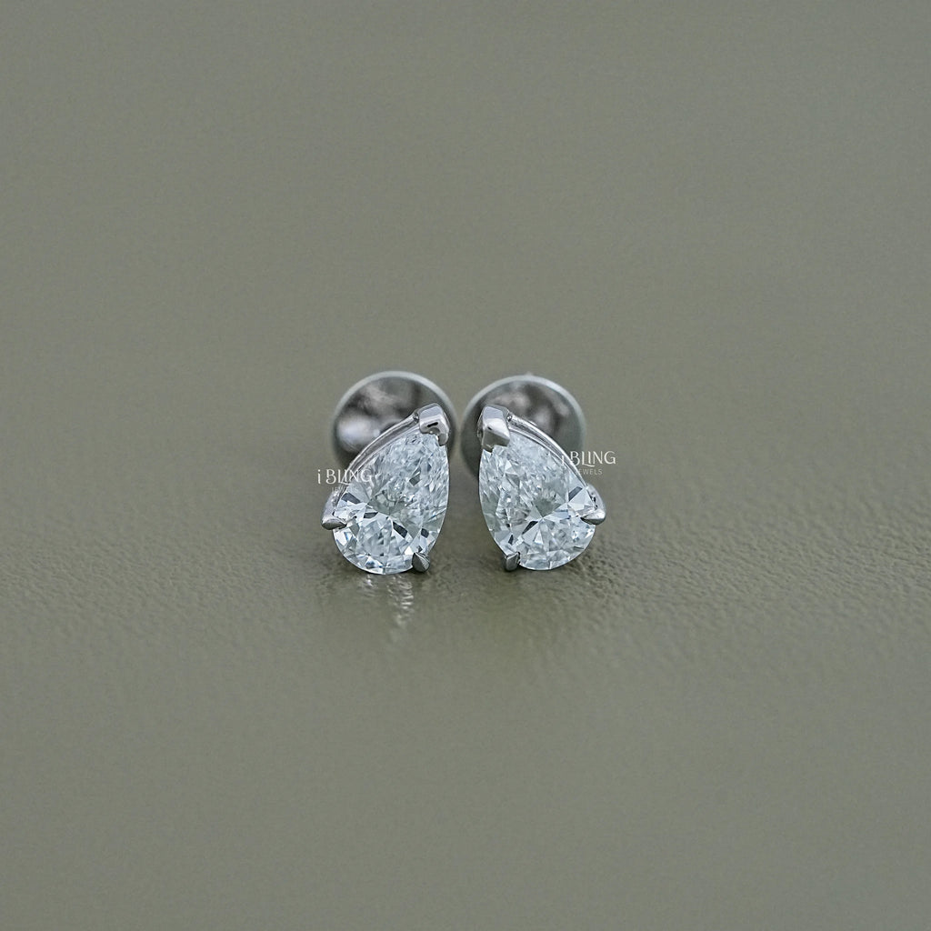 Pear Cut Lab Grown Diamond Stud Earrings