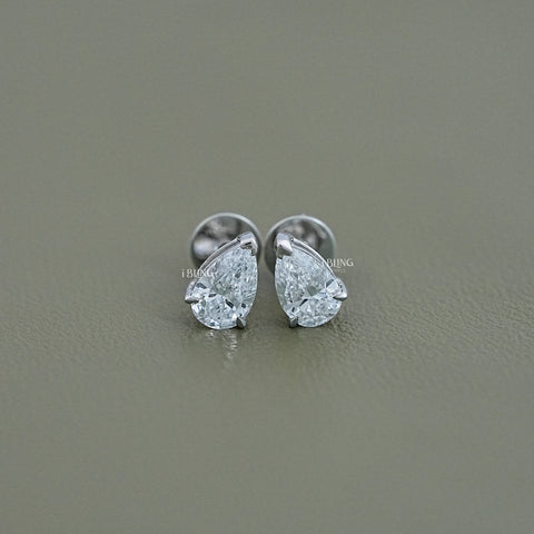 Pear Cut Lab Grown Diamond Stud Earrings