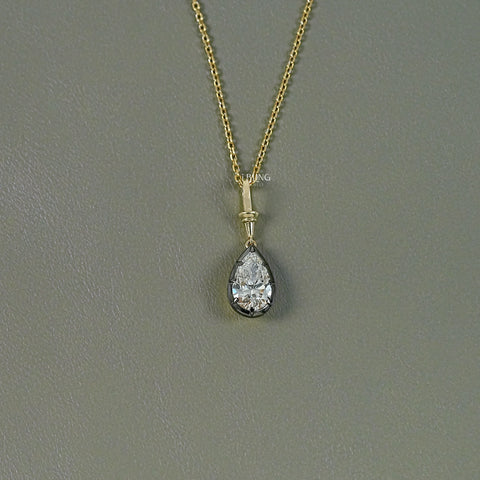 Pear Cut Lab Diamond Solitaire Button Back Pendant