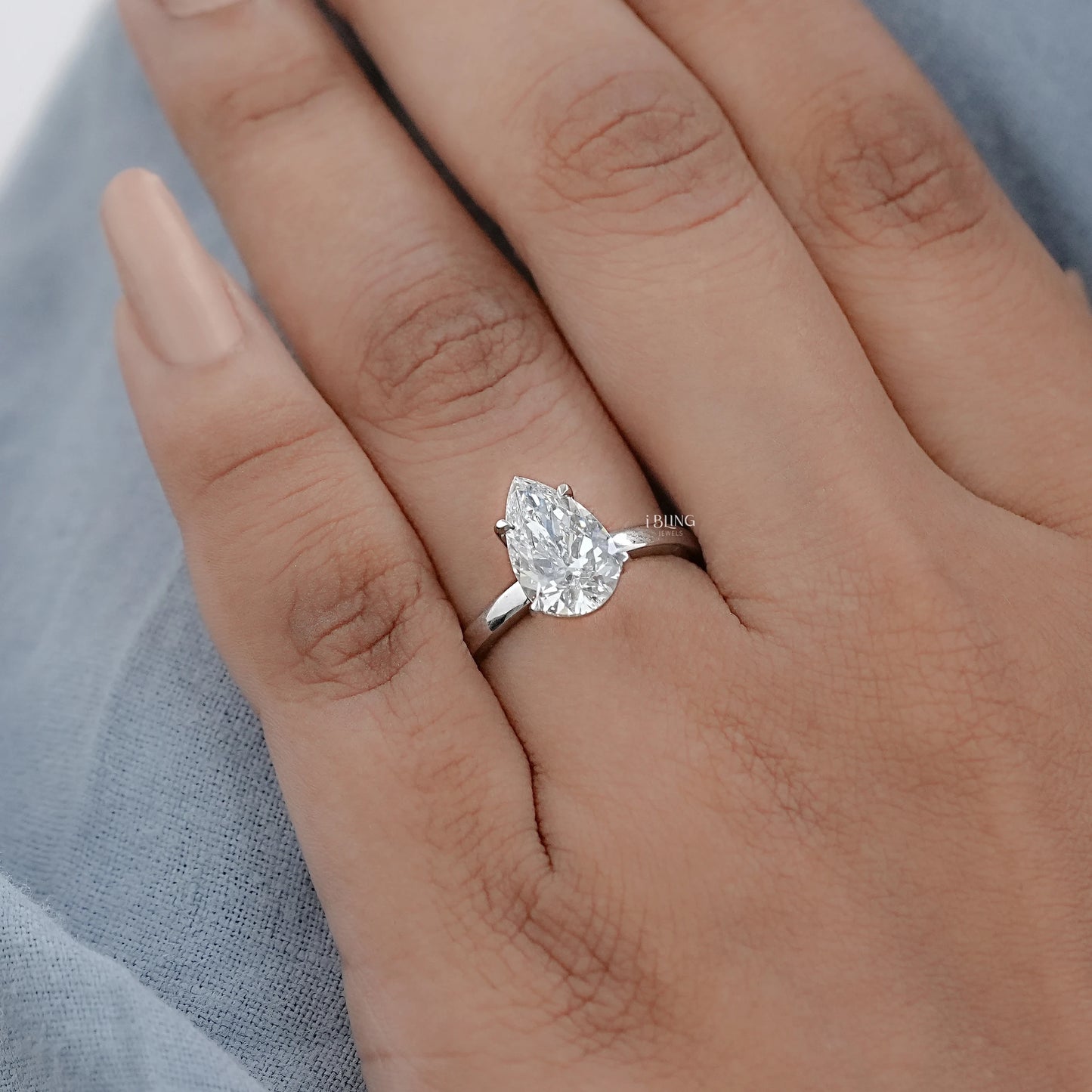 Pear Cut Lab Grown Diamond Solitaire Engagement Ring