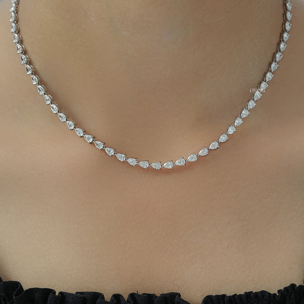 Pear Cut Lab Grown Diamond Tennis Necklace