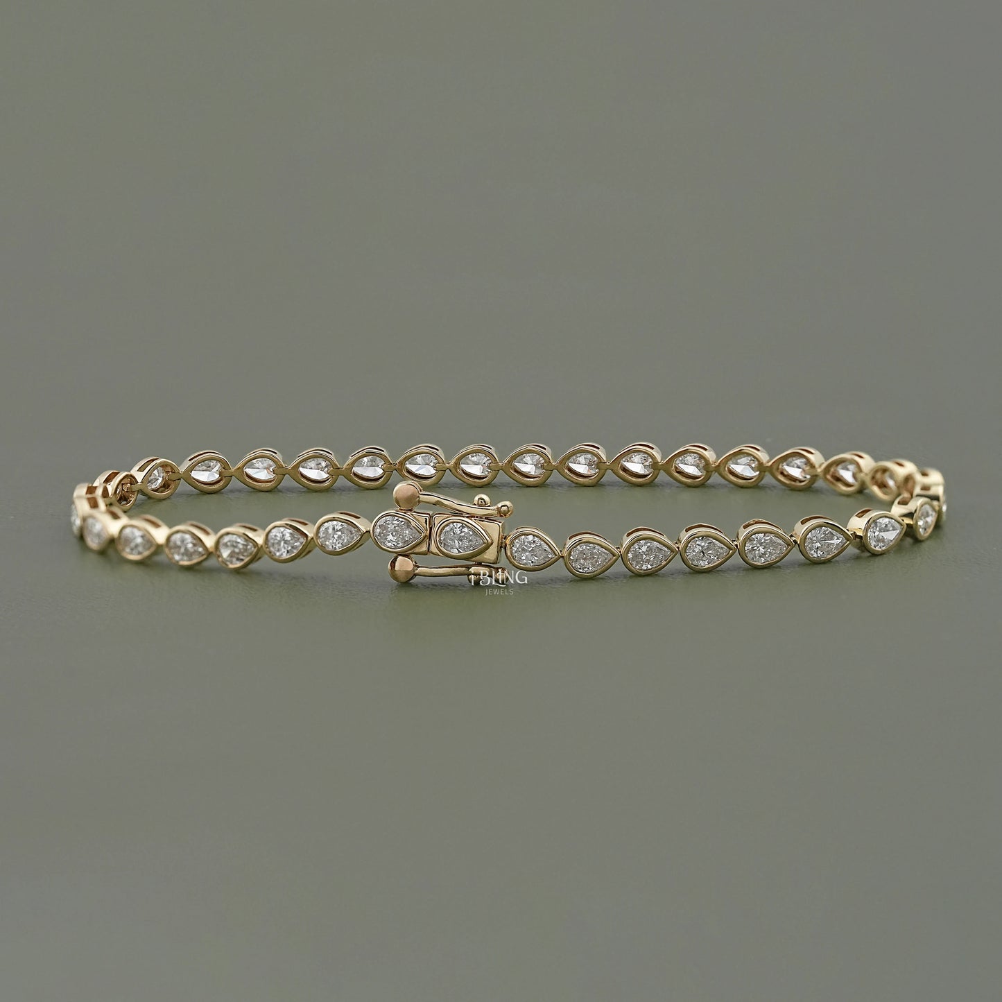 Pear Cut Lab Diamond Bezel Set Tennis Bracelet