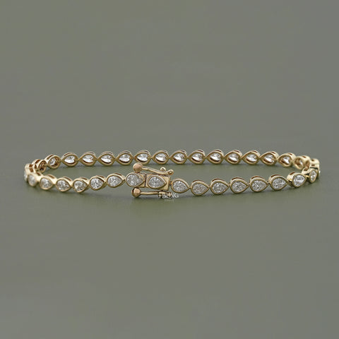 Pear Cut Lab Diamond Bezel Set Tennis Bracelet