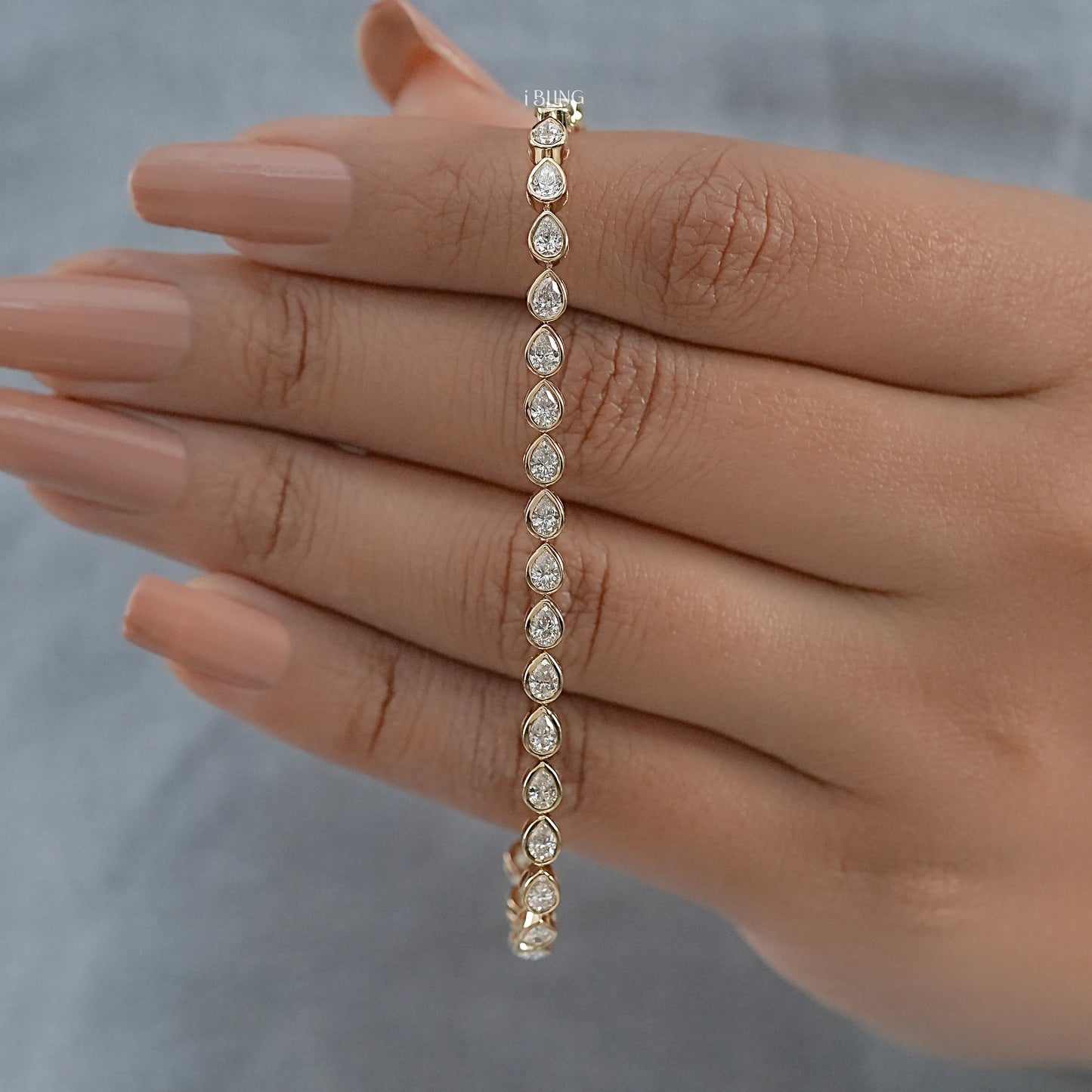 Pear Cut Lab Diamond Bezel Set Tennis Bracelet