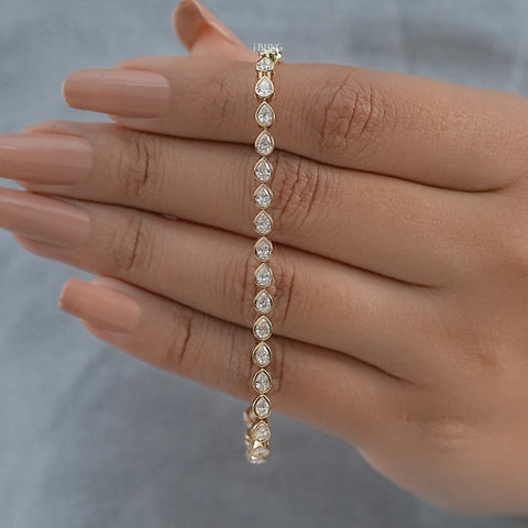 Pear Cut Lab Diamond Bezel Set Tennis Bracelet