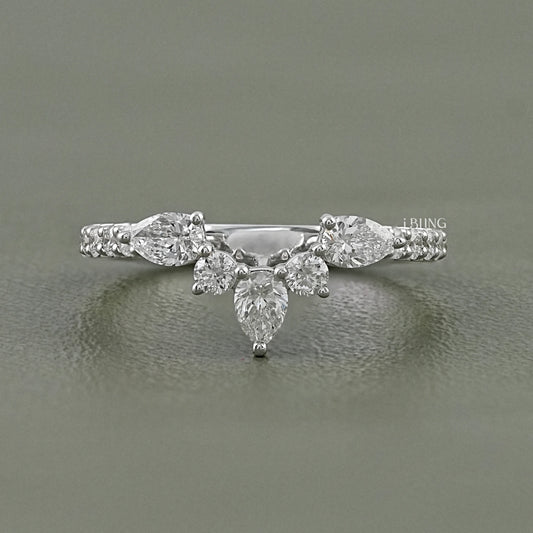 iBling Jewels pear cut lab made diamond chevron ring.