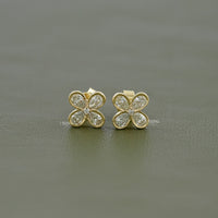 Pear Cut Lab Diamond Flower Shape Stud Earrings
