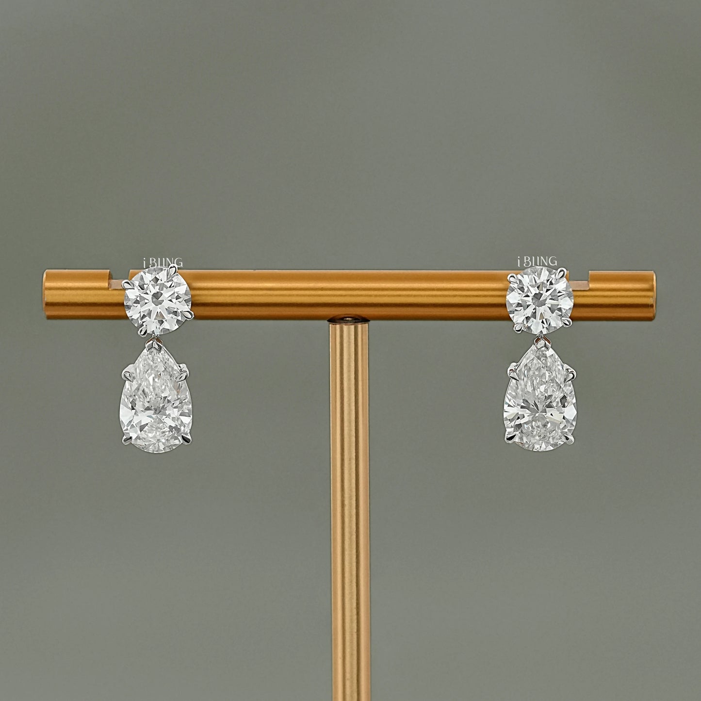 Pear Cut Lab Diamond Dangle Drop Wedding Earrings