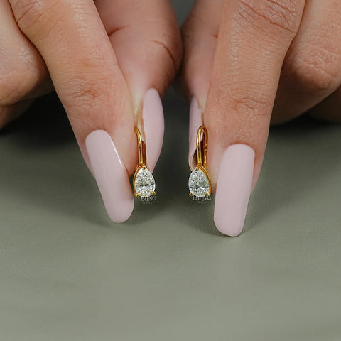 Pear Lab Made Diamond Solitaire Hoop Earrings