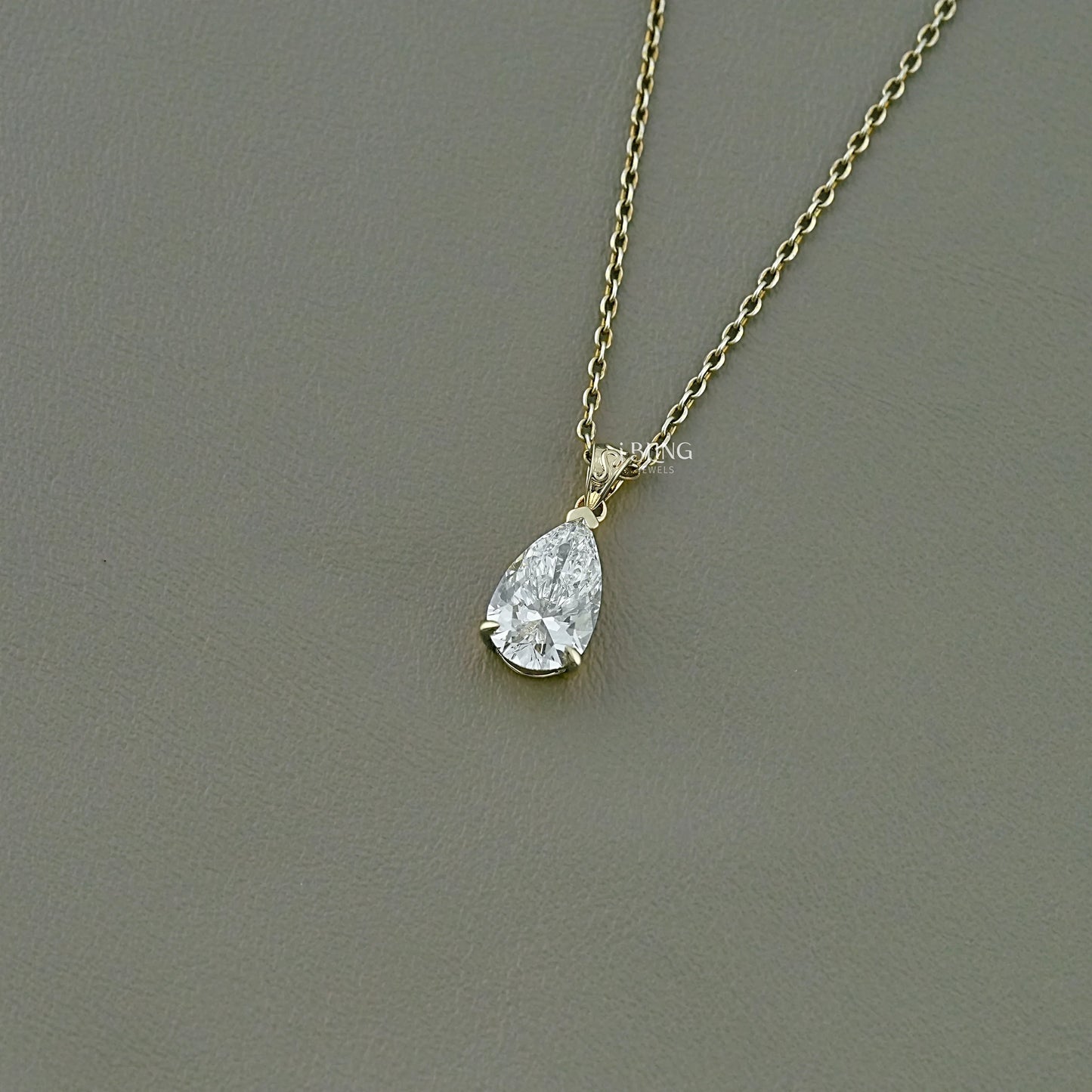 Pear Cut Lab Grown Diamond Solitaire Necklace Pendants