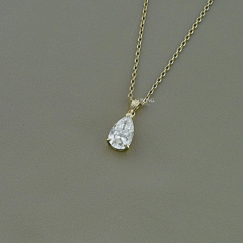 Pear Cut Lab Grown Diamond Solitaire Necklace