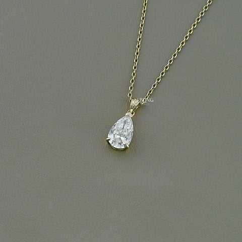 Pear Cut Lab Grown Diamond Solitaire Necklace