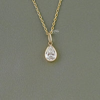 Pear Cut Lab Diamond Bezel Set Solitaire Necklace