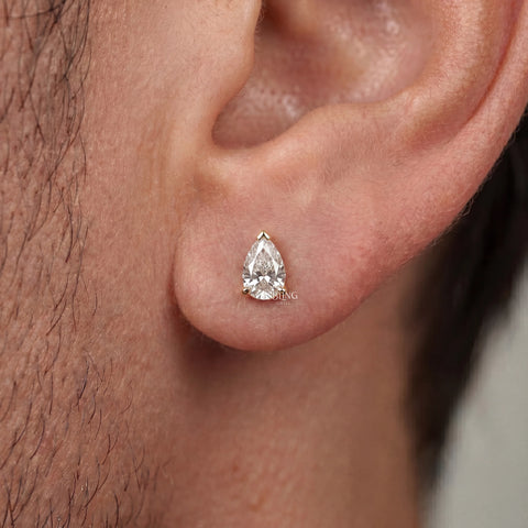 Pear Cut Lab Diamond Single Stud